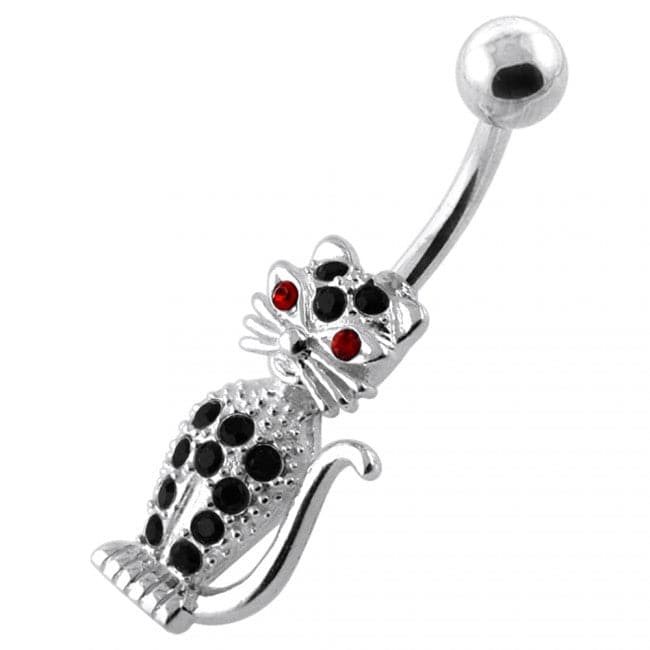 Jewelled Cat Navel Bar - Monster Piercing