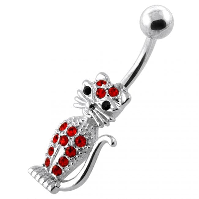 Jewelled Cat Navel Bar - Monster Piercing