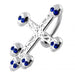 Jewelled Skull Head Crucifix Navel Bar - Monster Piercing