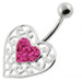 Jeweled Heart in a Heart Pattern Navel Ring - Monster Piercing