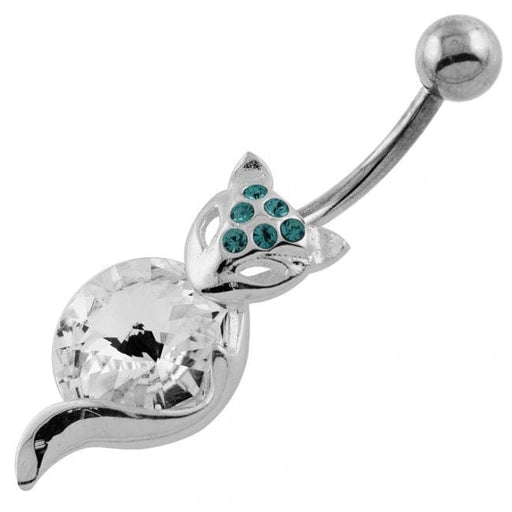 Jeweld Cat Head with Big Gem Navel Belly Piercing - Monster Piercing