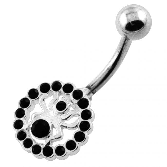 Jeweled Spider in Round Frame Navel Belly Piercing - Monster Piercing