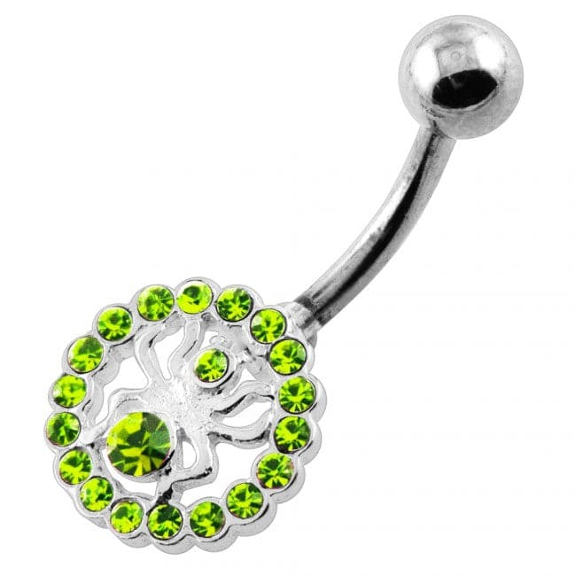 Jeweled Spider in Round Frame Navel Belly Piercing - Monster Piercing