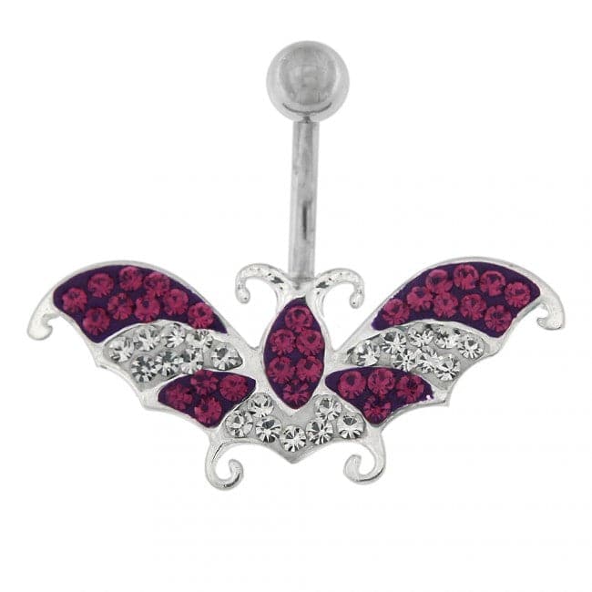 Multi Jeweled Flying Butterfly Navel Belly button Piercing - Monster Piercing