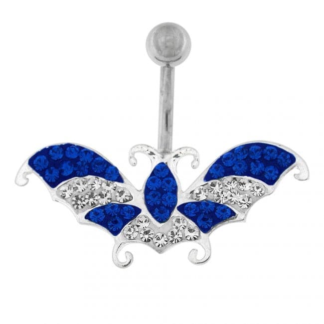 Multi Jeweled Flying Butterfly Navel Belly button Piercing - Monster Piercing