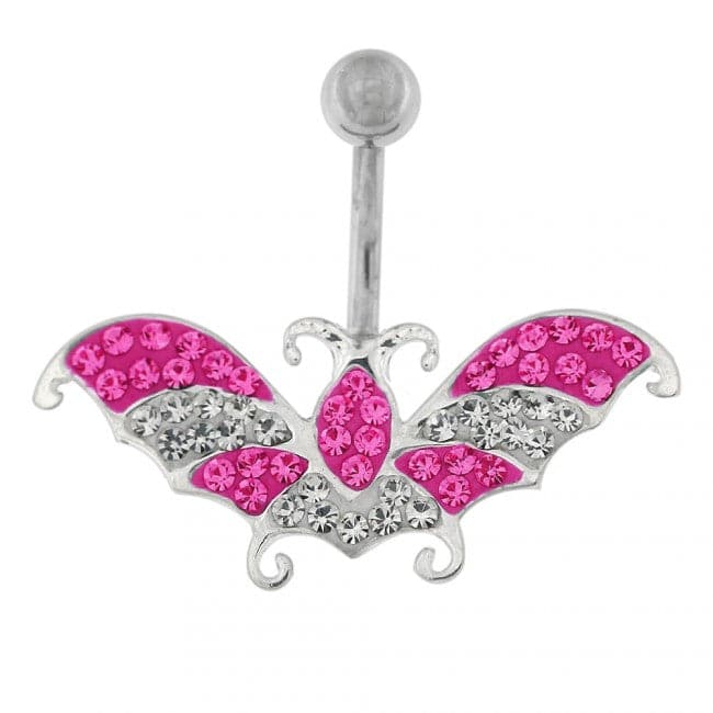 Multi Jeweled Flying Butterfly Navel Belly button Piercing - Monster Piercing