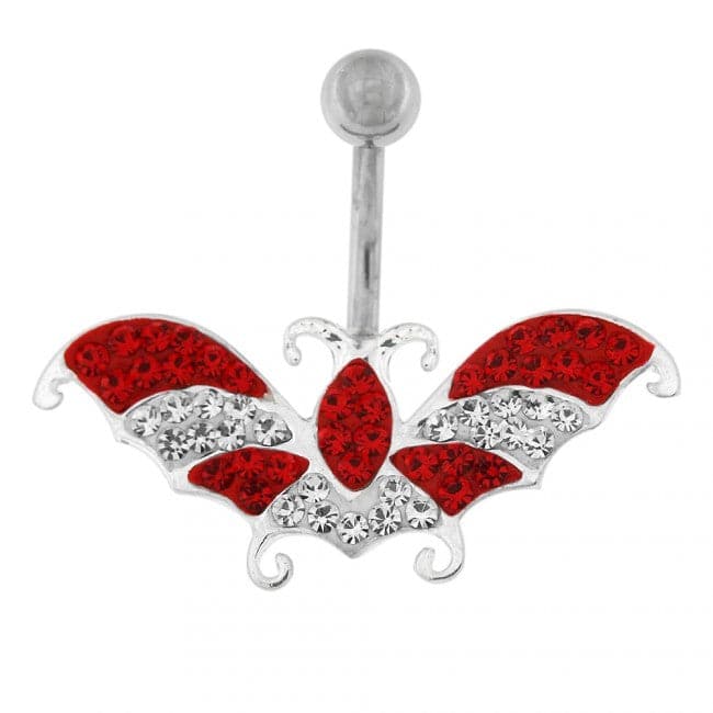 Multi Jeweled Flying Butterfly Navel Belly button Piercing - Monster Piercing