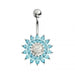 Sterling Silver Jeweled Sunflower Belly Bar Body Jewelry - Monster Piercing