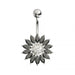 Sterling Silver Jeweled Sunflower Belly Bar Body Jewelry - Monster Piercing