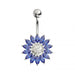 Sterling Silver Jeweled Sunflower Belly Bar Body Jewelry - Monster Piercing