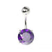 925 Sterling Silver Round Jewelled Non-Dangling Belly Button Ring - Monster Piercing