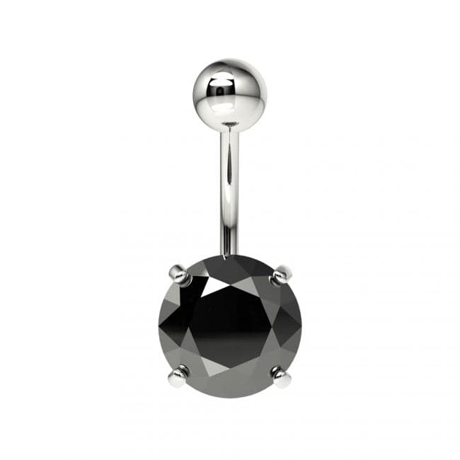 925 Sterling Silver Round Jewelled Non-Dangling Belly Button Ring - Monster Piercing