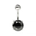 925 Sterling Silver Round Jewelled Non-Dangling Belly Button Ring - Monster Piercing