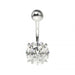 925 Sterling Silver Round Jewelled Non-Dangling Belly Button Ring - Monster Piercing