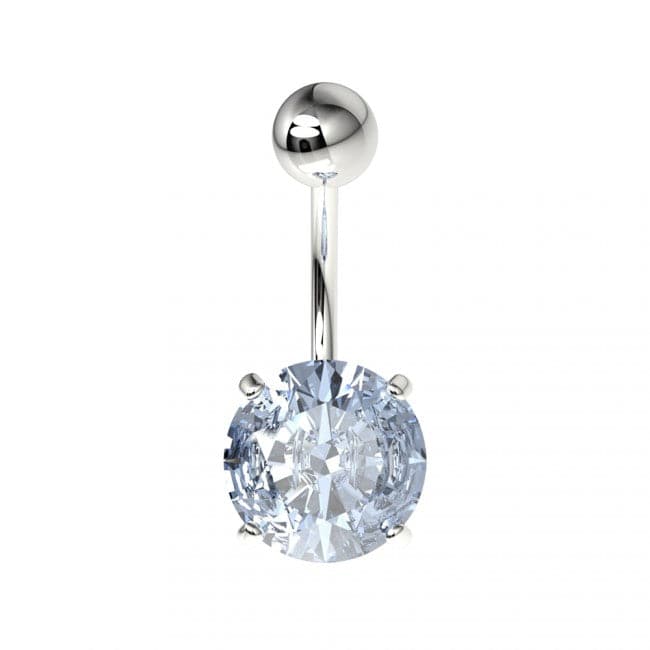 925 Sterling Silver Round Jewelled Non-Dangling Belly Button Ring - Monster Piercing