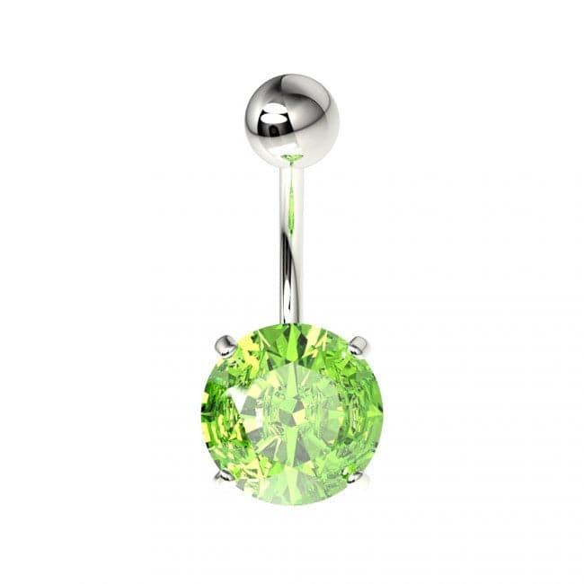 925 Sterling Silver Round Jewelled Non-Dangling Belly Button Ring - Monster Piercing