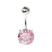 925 Sterling Silver Round Jewelled Non-Dangling Belly Button Ring - Monster Piercing