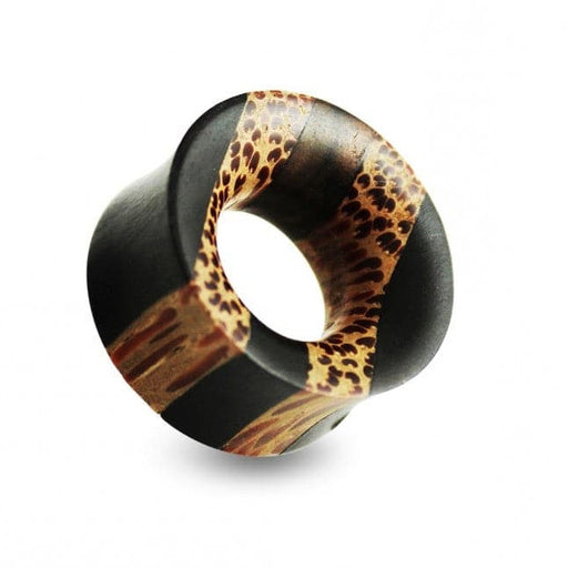 Double Flared Organic Iron and Palm Wood Tunnel Ear Gauges Plug - Monster Piercing