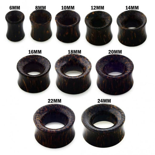 Double Flared Organic Dark Palm Wood Tunnel Ear Plug Gauges - Monster Piercing