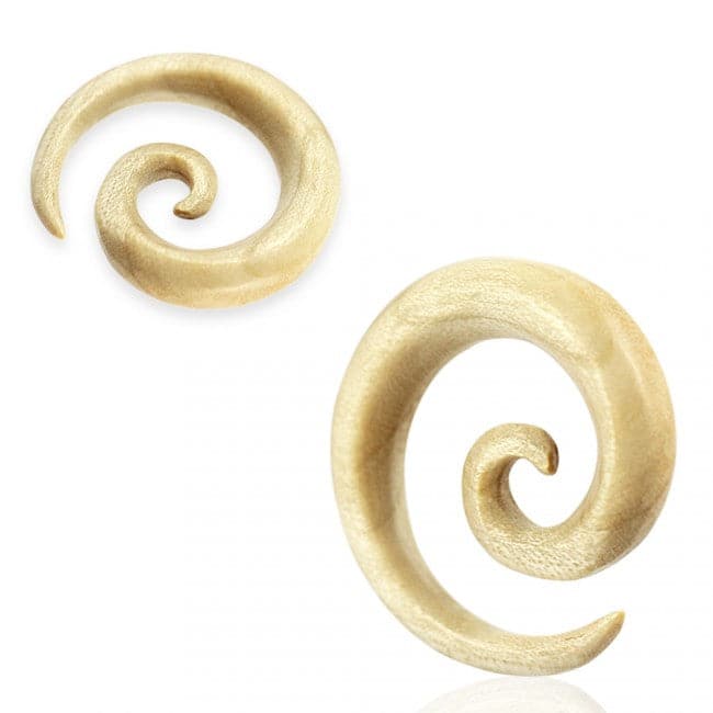 Organic Crocodile Wood Spiral Ear Expander Gauges - Monster Piercing