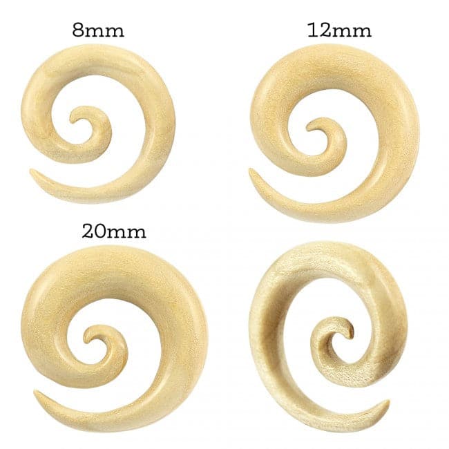 Organic Crocodile Wood Spiral Ear Expander Gauges - Monster Piercing