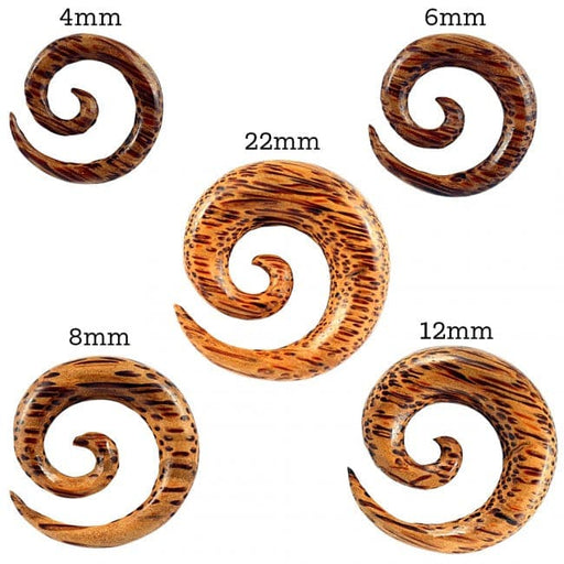 Organic Coco Wood Spiral Ear Expander Gauges - Monster Piercing