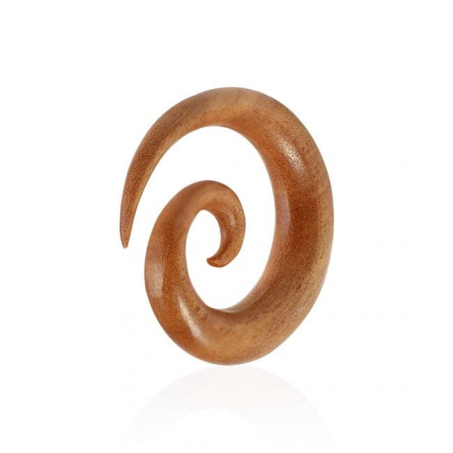 Organic Saba Wood Spiral Ear Expander Gauges - Monster Piercing