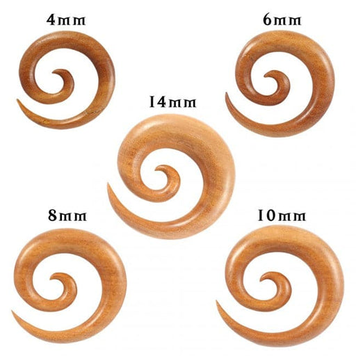 Organic Saba Wood Spiral Ear Expander Gauges - Monster Piercing