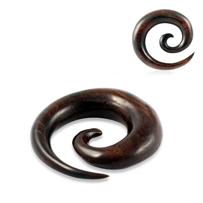 Organic Sono Wood Spiral Ear Expander Gauges - Monster Piercing