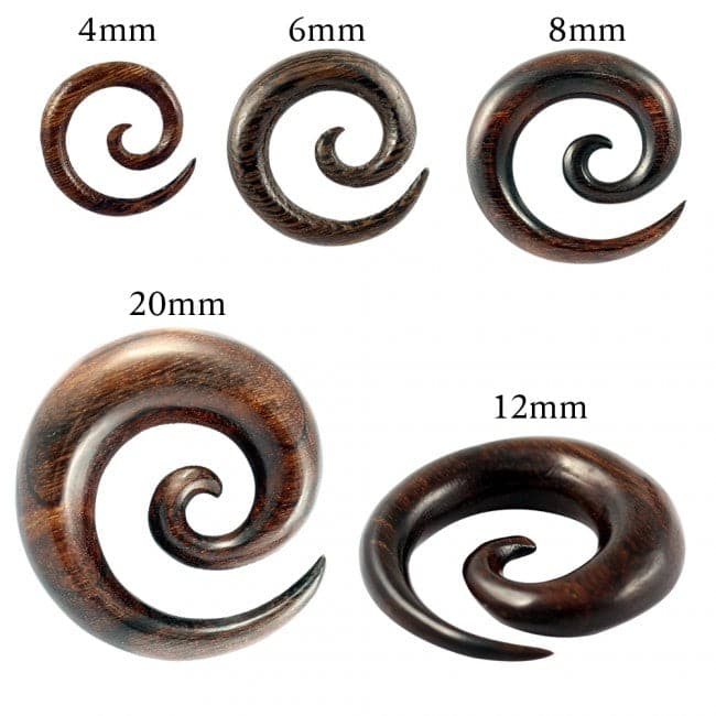 Organic Sono Wood Spiral Ear Expander Gauges - Monster Piercing