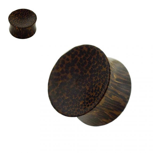 Double Flared Organic Dark Palm Wood Concave Saddle Ear Gauges Plug - Monster Piercing