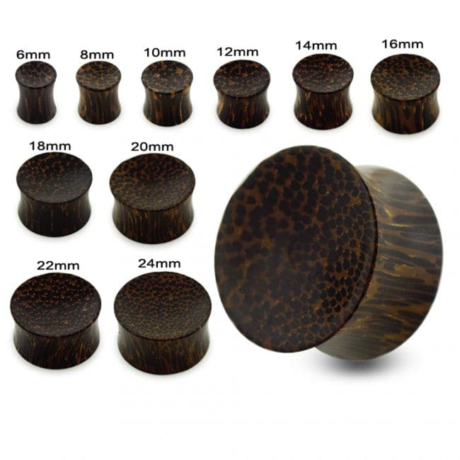 Double Flared Organic Dark Palm Wood Concave Saddle Ear Gauges Plug - Monster Piercing