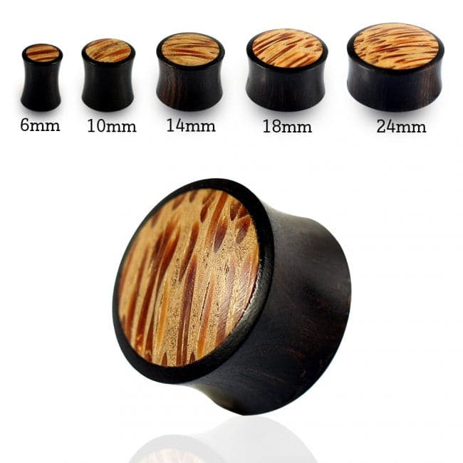 Double Flared Organic Iron and Coco Wood Convex Saddle Ear Gauges Plug - Monster Piercing