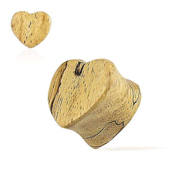 Double Flared Organic Tamarind Wood Heart Shape Saddle Ear Gauges Plug - Monster Piercing