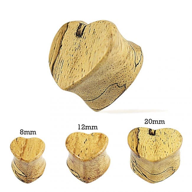 Double Flared Organic Tamarind Wood Heart Shape Saddle Ear Gauges Plug - Monster Piercing