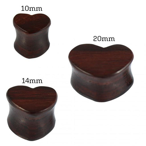 Double Flared Organic Sono Wood Heart Shape Saddle Ear Gauges Plug - Monster Piercing