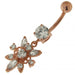 Dangling Jeweled Flower SS Navel Belly Ring - Monster Piercing