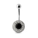 Multi Crystal Stone Steel Banana Bar Belly Ring - Monster Piercing