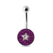 Multi Crystal Star Steel Banana Bar Belly Ring - Monster Piercing