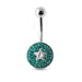 Multi Crystal Star Steel Banana Bar Belly Ring - Monster Piercing