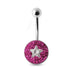 Multi Crystal Star Steel Banana Bar Belly Ring - Monster Piercing