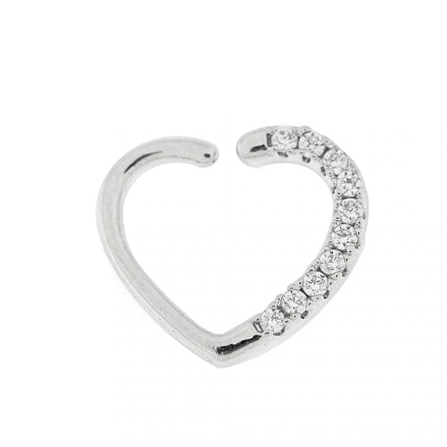 Jewelled Heart Cartilage Single Closure Ring Daith Piercing - Monster Piercing