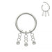 3 CZ Stones Dangling Hinged Segment Clicker Ring - Monster Piercing