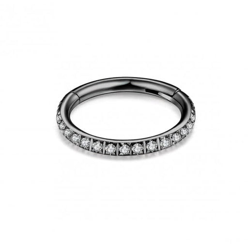 16G Surgical Steel Micro Setting CZ Stones in Hinged Segment Clicker Ring - Monster Piercing