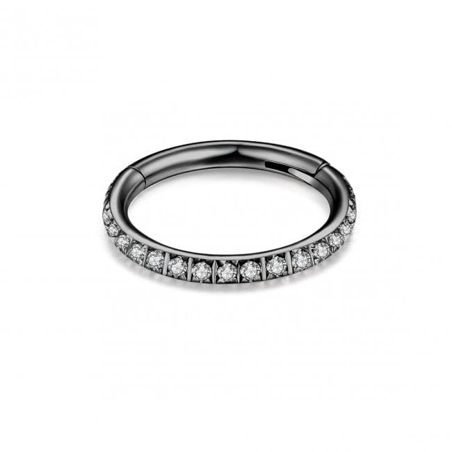 G23 Titanium Micro Setting CZ Stones in Hinged Segment Clicker Ring - Monster Piercing