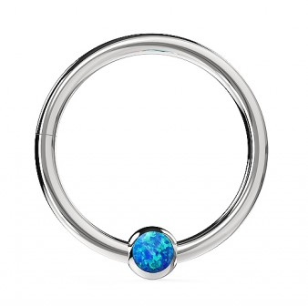 Hinged Segment Ring With Bezel-Set Opal Stone - Monster Piercing