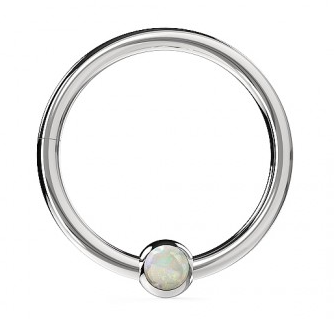 Hinged Segment Ring With Bezel-Set Opal Stone - Monster Piercing