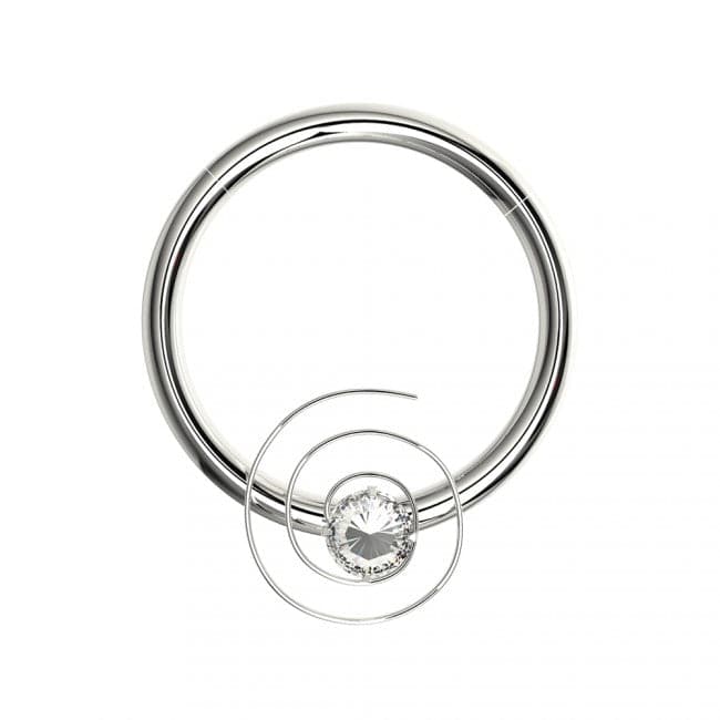 CZ Jewelled Swirl Segment Clicker Ring - Monster Piercing