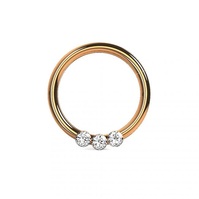 Triple CZ Jewelled Classic Segment Clicker Ring - Monster Piercing