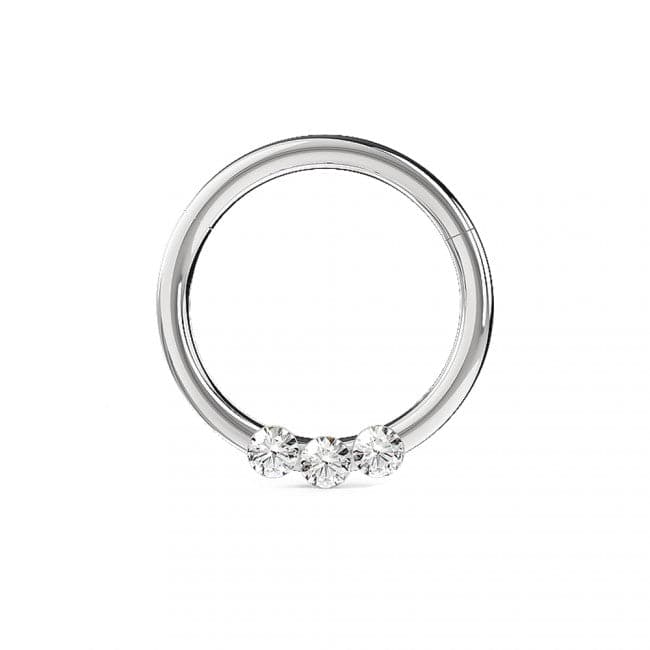 Triple CZ Jewelled Classic Segment Clicker Ring - Monster Piercing